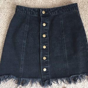 Black Frayed Mini Skirt From Forever 21